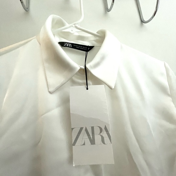 ZARA SATIN EFFECT SHIRT WHITE NWT - Picture 3 of 6
